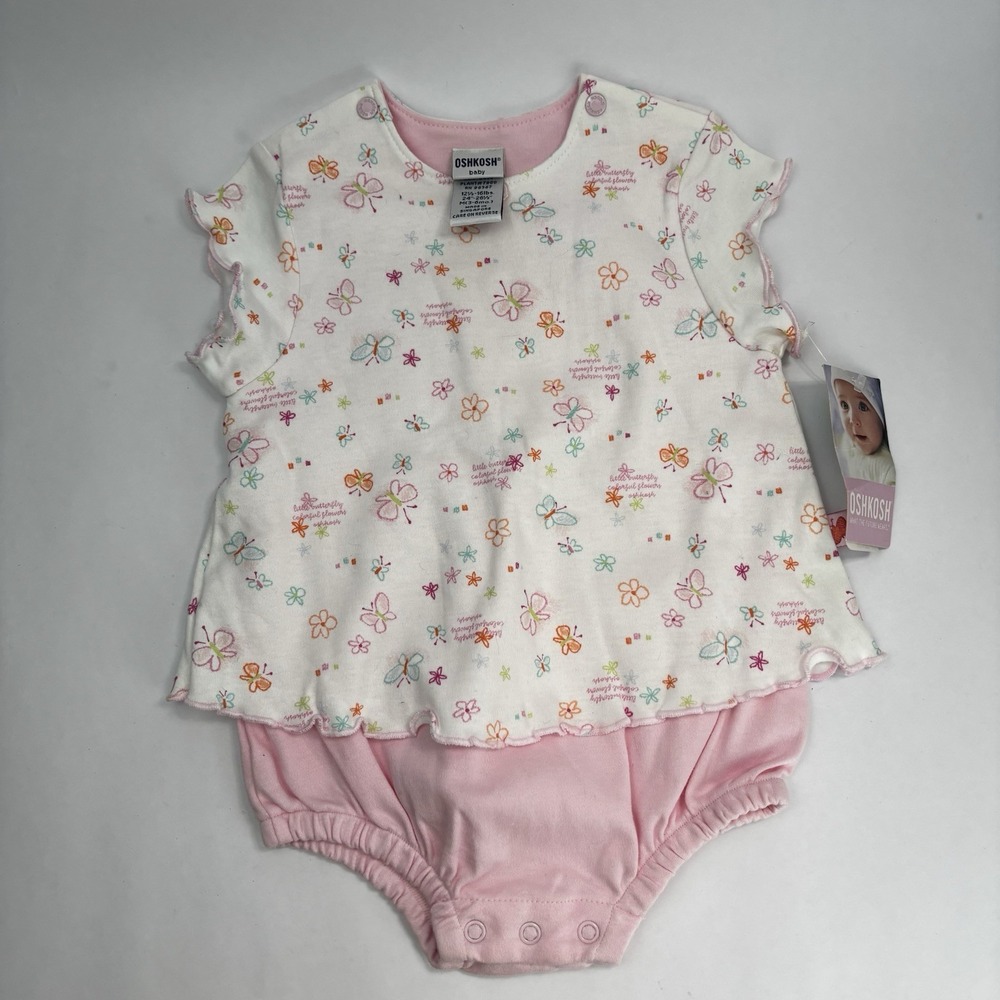 NWT Vintage Oshkosh Baby Girls Bubble Romper 3-6 Months Butterflies Flowers